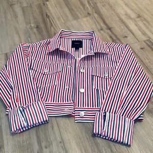 forever 22 red, white & blue jean jacket